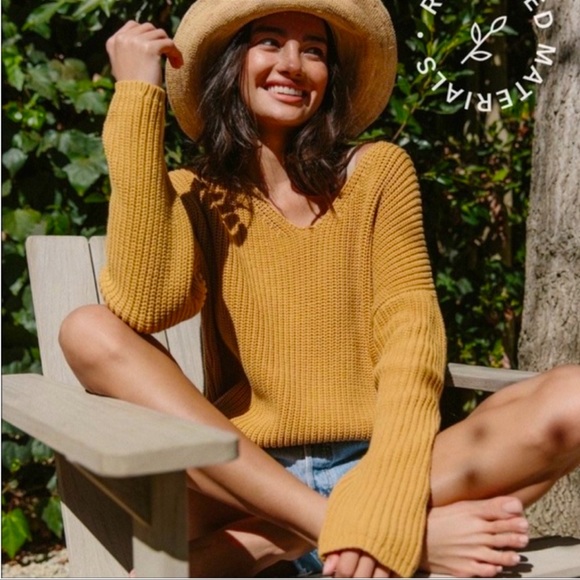 Jenni Kayne Sweaters - NWT JENNI KAYNE  Fisherman Organic Cotton Blend Cabin Sweater Mustard Yellow